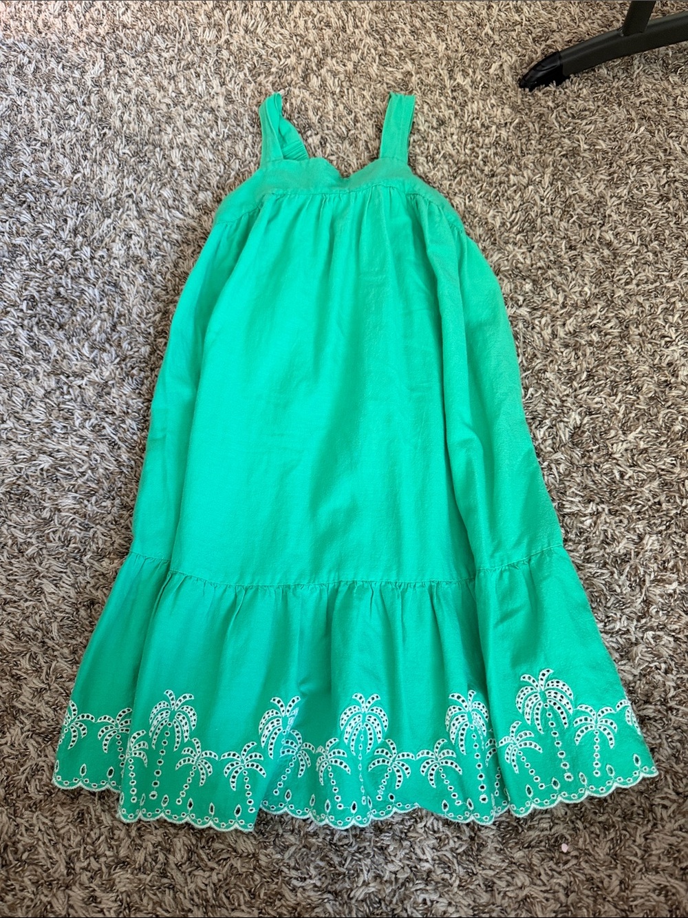 Old Navy Bright Emerald Green Eyelet Hem Sundress for Girls size 8 medium